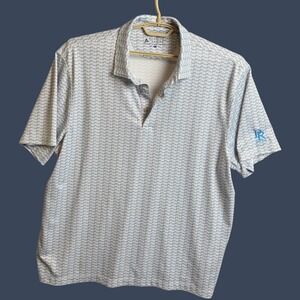Bermuda Sands Blue Fish Print Performance Golf Polo Shirt PR Golf Club Sz XL‎